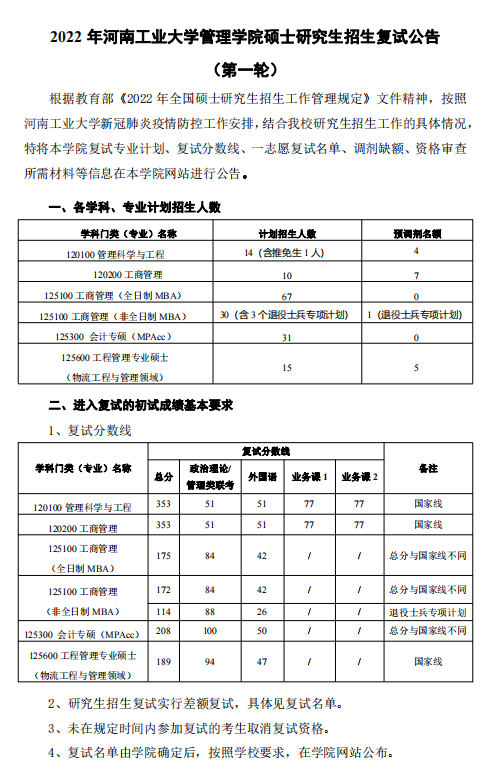 河南工业大学2022年MEM物流工程与管理有5个调剂名额！