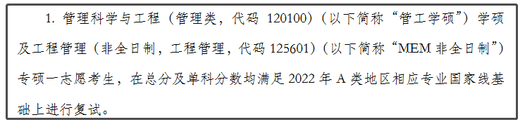 北京物资学院2022年MEM复试分数线