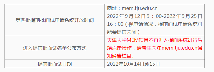 天津大学2023年MEM第四批提前面试时间公布