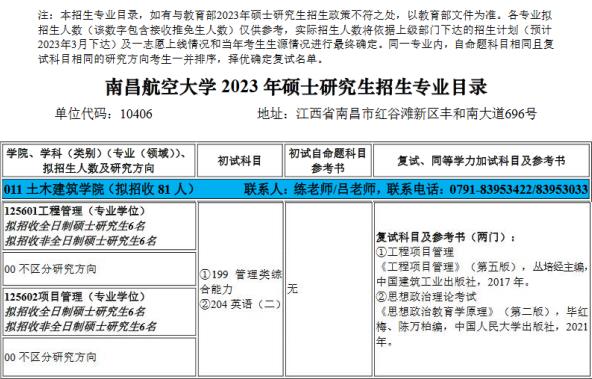 南昌航空大学2023年MEM工程管理&项目管理招生简章
